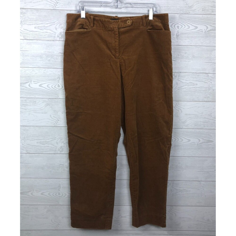 Talbots Women's Size 14 Velvet Straight Leg Pants Flat Front Cotton Blend Tan